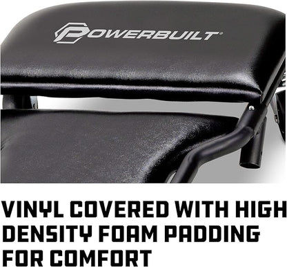 Powerbuilt 42-Inch Triplex Folding Creeper, Rolling Seat, and Brake Stool, All-in-One Adjustable Roller Garage Chair, Lay Down or Sit, Black 620469