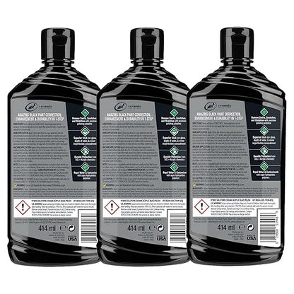 Turtle Wax 53895 Hybrid Solutions Ceramic Acrylic Black Polish and Wax Formulated for Black Car Paint, Removes Surface Scratches and Swirl Marks, Provides Water Repellency, 14 oz. (Pack of 3)