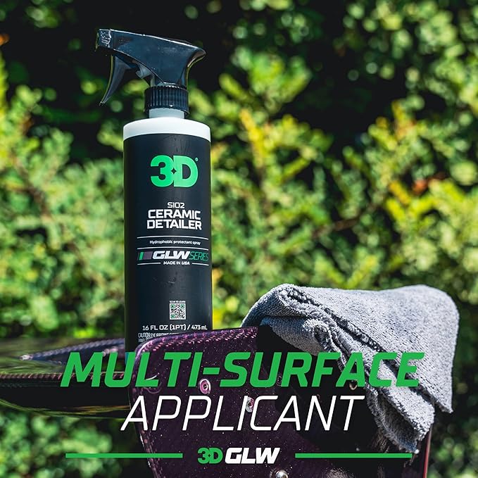 3D Ceramic Detailer, GLW Series | Hyper Gloss Finish | SiO2 Peak Hydrophobic Top Coat | Extends Life of Waxes, Sealants, Coatings | DIY Car Detailing Spray | 16 oz