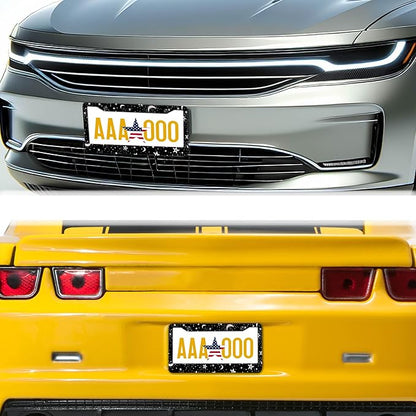 License Plate Frames Black and White License Plate Covers Night Moon Star Black Print Aluminum Metal Car Accessory 2 Pack with Screw Covers Set