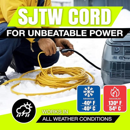 3ft Outdoor/Indoor Extension Cord 10/3 Gauge Ultra Heavy Duty 3 Prong SJTW, Waterproof, Flexible Cold-Resistant Long Power Cord,15A 125V 1875W, Yellow by LifeSupplyUSA