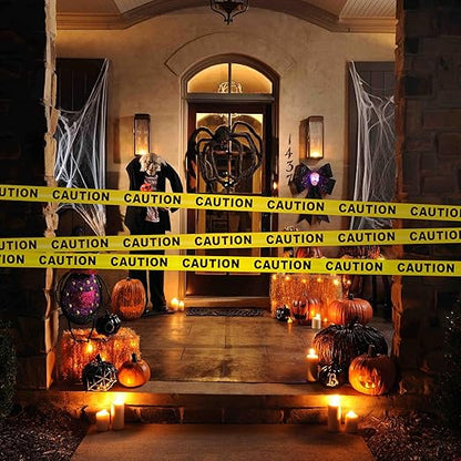 Goldblatt Caution Tape, 2 Pack Yellow Caution Tape Roll, 3 Inch x 1000 Feet, Warning Safety Tape with Bold Black Font for Construction Location/Hazardous Areas or Halloween Decorations