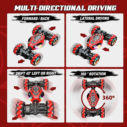 Spider Remote Control Car Gesture Sensing Hand Controlled Stunt Car, 4WD Drift Twist Off-Road Vehicle with Light Music, Birthday Xmas Gifts Suitable for Boys and Girls