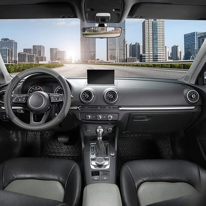SEG Direct Car Steering Wheel Cover for Prius Civic Model 3 Model Y Camaro, Small Size 14-14.25 inch, Black and Gray Microfiber Leather