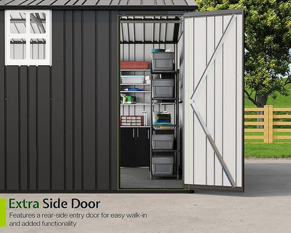 Jocisland 13.2x20.7x8 FT Heavy Duty Carport, Metal carport with 2 Lockable Doors & 4 Windows, Carport Canopy for for Truck, Car, Garbage Can, Tool, Lawnmower, Grey