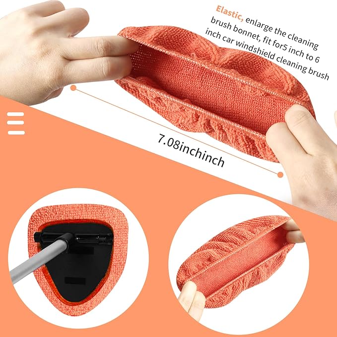 XINDELL 5 Pack Microfiber Pads – Replacement Heads Cover for Xindell Windshield Cleaner Tools. Washable & Reusable Triangle Pads (Red). Fits Window Reach Tool - Handle Not Included