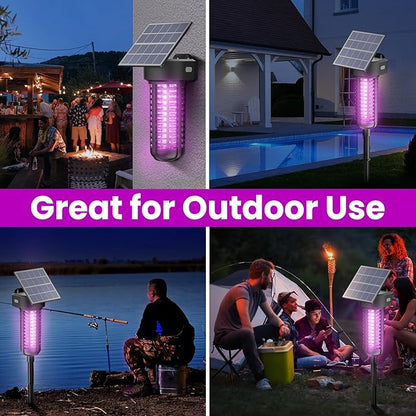 Solar Bug Zapper Outdoor 2 Pack, Garden Mosquito Zapper Waterproof & Cordless & Rechargeable & Auto On/Off，Flying Insect Zapper Mosquito Killer Lamp Catcher Decorative Light for Patio
