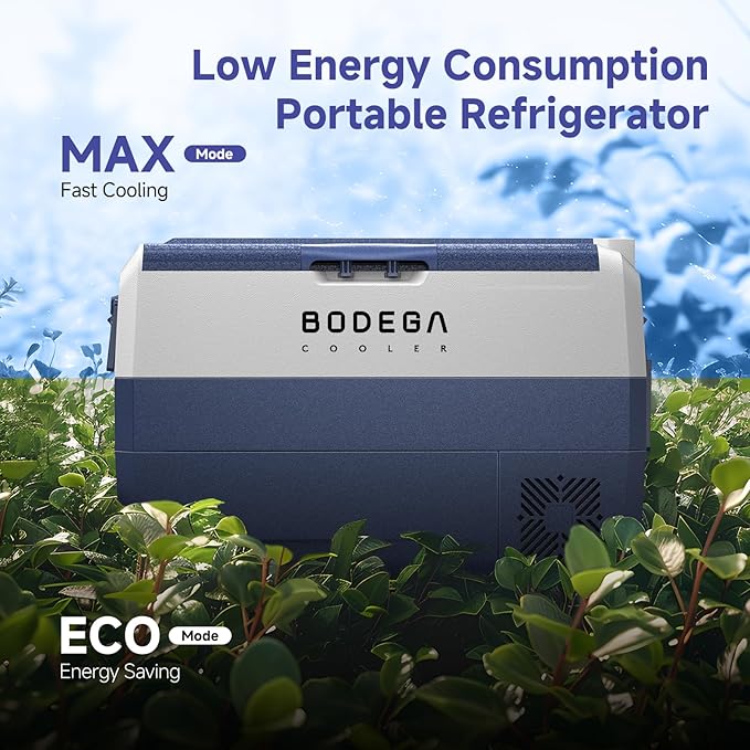 BODEGACOOLER 12 Volt Car Refrigerator,53 Quart Portable Fridge Dual Zone -4℉-68℉,50L Car Freezer APP Control,Electric Compressor Cooler 12/24V DC and 100-240V AC for RV,Camping,Travel,Truck,Vehicles