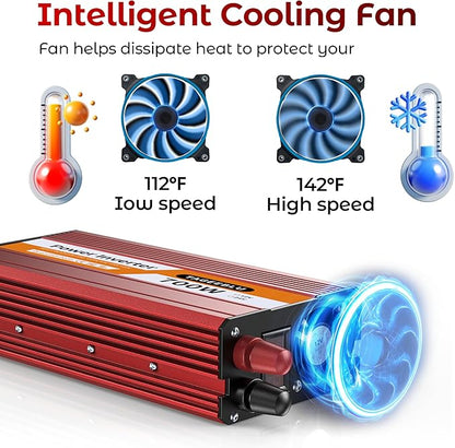700W Power Inverter, DC 12V to 110V AC Car Inverter with LCD Screen Display, 2 AC Outlets, Equipped with 2 Clips for Truck, Home, Vehicles, Laptop, Trip