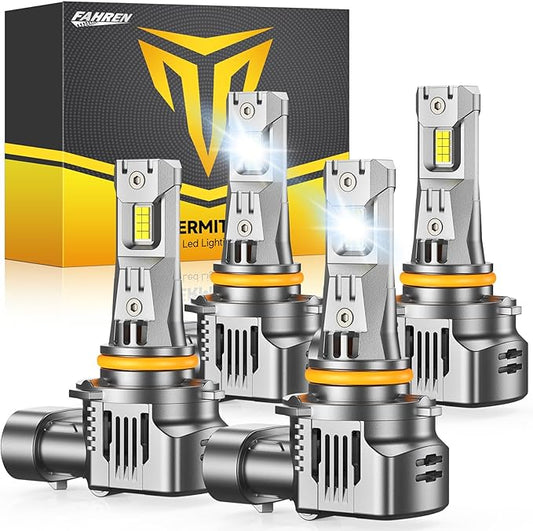 FAHREN Upgraded 9005 9006 bulbs Combo, 100,000 LM 10X Super Brightness HB3 HB4 Bulb,6500K Cool Wither 1:1 Mini Size Replacement, Plug and Play fog bulbs, Pack of 4