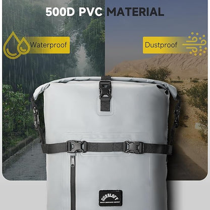 Motorcycle Tail Bag, 30L Waterproof Motorcycle Saddle Bag, 2 Size and 3 Color Options Luggage Bag, PVC Travel Bag, Rear Seat Bag, Stone Grey GT-30GRY