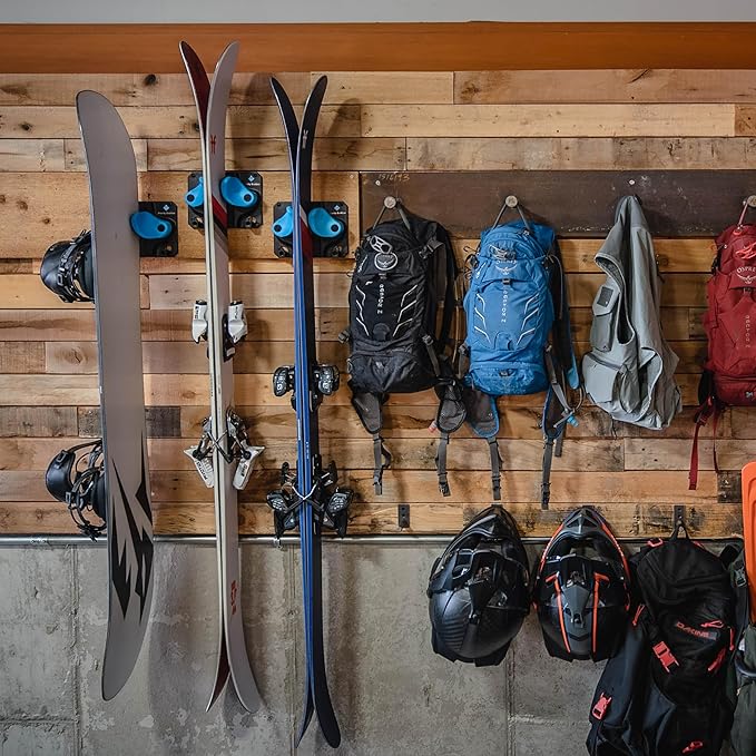 Ultimate Ski & Snowboard Wall Rack | Secure, Non-Slip Storage | Fits Any Ski/Board | Garage Organization | Ski Storage Rack | Snowboard Storage Rack | Winter Gear Organizer | 2 Pck