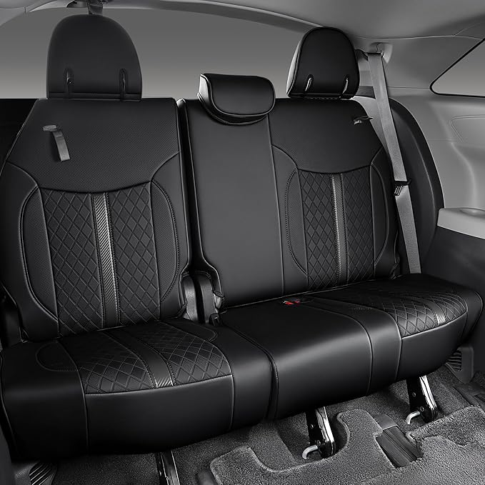 Custom Fit Sienna Seat Covers for Toyota Sienna LE,XLE 2021-2025 3-Row Accessories Full Coverage Waterproof Leather Car Seat Covers Full Set (Black, 8-Seat)