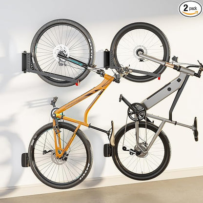 monTEK Swivel Bike Wall Mount, No Heavy Lifting Required Bike Wall Mount, Bike Hangers for Garage, Space-Saving Bike Rack Garage, Easy to Load and Unload, Bike Hanger Can Hold Up to 77 lbs, 2 Pack