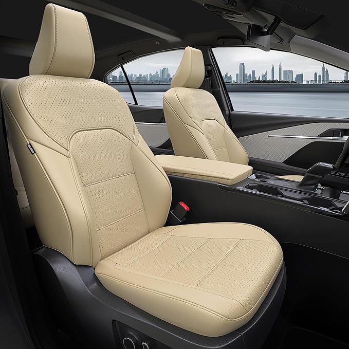 for Toyota Camry Seat Covers XSE XLE 2025 - Custom Fit Car Seat Covers Full Set, Leather Seat Covers for Cars, Waterproof Car Seat Cover, Beige