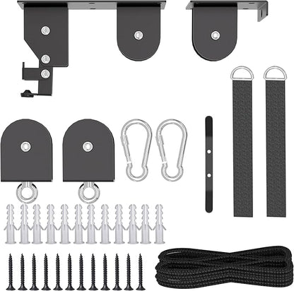 2 Pack Bike Hoist, Heavy Duty Bike Pulley System for Garage Ceiling Bicycle Hanger, Bike Lift Overhead Storage Holds Up to 85 lbs Capacity, Fit 10-16 Foot Ceilings, Black
