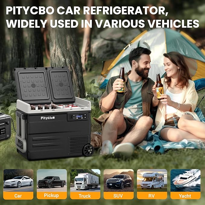 Car Refrigerator 12v Portable Fridge for Car, Auto 53 Quart Dual Zone Freezer Compressor Cooler, -4℉—68℉ 12/24V DC 100~240 Volt AC for Truck, Camping, Travel, Vehicles, RV