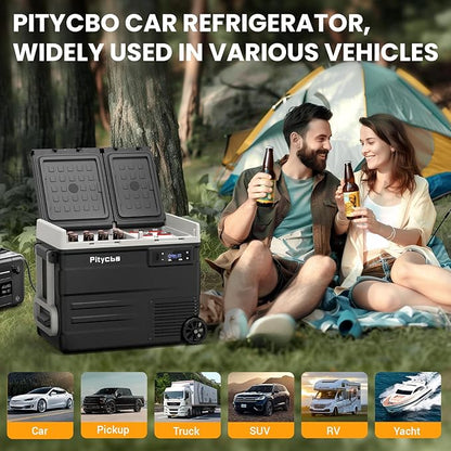 Car Refrigerator 12v Portable Fridge for Car, Auto 53 Quart Dual Zone Freezer Compressor Cooler, -4℉—68℉ 12/24V DC 100~240 Volt AC for Truck, Camping, Travel, Vehicles, RV
