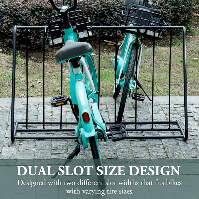 MyGift Large Metal Double-Sided Grid Bike Rack Stand, Freestanding Bicycle Storage Holder for Garage or Outdoor Parking with 6-Bicycle Capacity