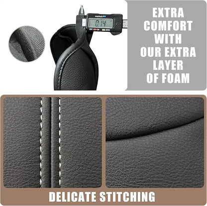 Muslogy Center Console Cover Compatible with Honda Pilot 2023 2024 2025, 2024-2026 Ridgeline/Passport Accessories Armrest Pad Lid Cushion Console Protector Vegan Leather Extra Soft(Black/White Trim)