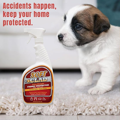 Extra Strength Fabric Protector Spray Prevents Stains and Repels Liquids. SoftClad Guards Furniture, Shoes, Carpet, Upholstery, Suede, Leather, Couch. Safe for Indoor Use. PFAS Free Formula 32oz