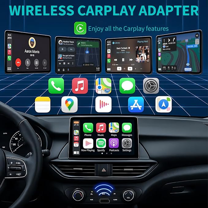 Wireless CarPlay Adapter for iPhone - Converts Factory Wired to Wireless, Plug & Play, Stable Auto-Connect for iOS 10+ & Factory CarPlay Cars (Pro Mini Design)