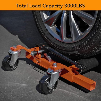 2 Pcs Car Wheel Dolly with Hydraulic Tire Jack, 1500LBS Capacity Trailer Dolly for Vehicle Positioning for Truck RV Trailer, Orange