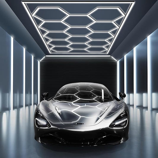 MODERN Hexagon Garage Light: Higher Brightness 720W 86400 Lumens Hexagon Led Garage Light with Rectangle Frame 6500K for Garage, Basement, Warehouse, Auto Beauty Shop, Car Detailing Shop etc. …