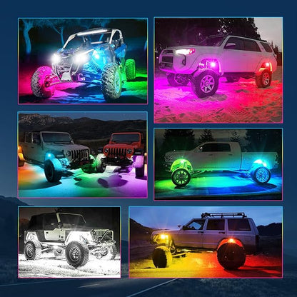 MICTUNING 2025 1000% Bright Q1 MAX RGB+IC Rock Lights, 20 Pods Chasing Dreamcolor Extensible Underglow Multicolor Neon Light Underbody Lighting Kit with APP Control for Truck ATV UTV Boat