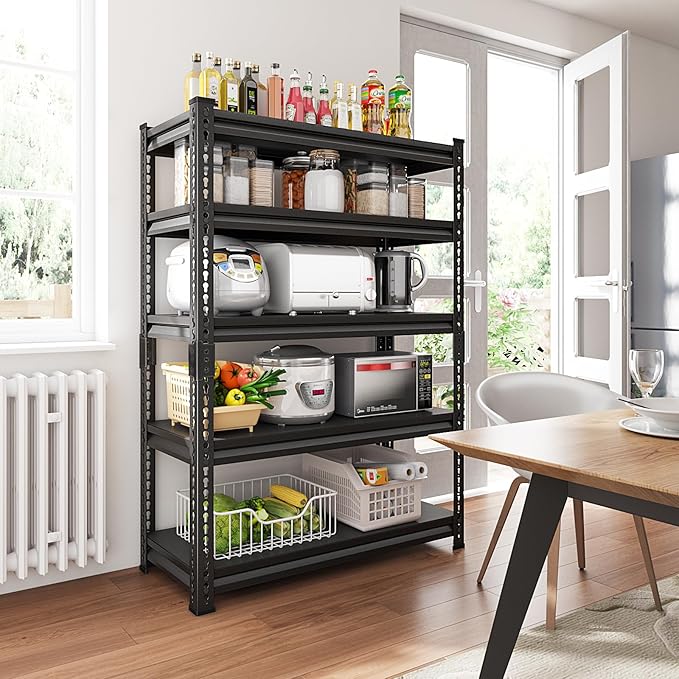 5-Tier Garage Shelving Heavy Duty, 72" Metal Shelving Unit - 2250 lbs Load Capacity, 40"W x 18"D x 72"H (Black)