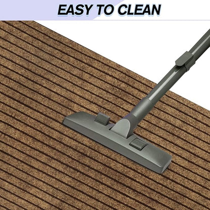 Custom Size Backed Non-Slip Area Rugs Runner, Easy Clean, Waterproof Runner Rugs for Hallway Entryway, Kitchen, Laundry, 4FT x 18FT, Brown Stripe