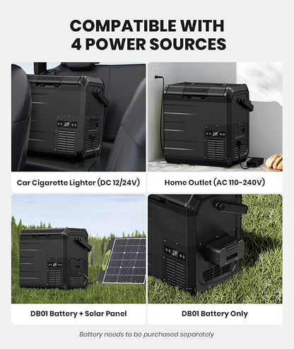EENOUR D18 12 Volt Car Refrigerator, Portable Freezer 19Qt/18L, Compressor Electric Cooler, -4~50℉, 12/24V DC, 110~240V AC, 12V Fridge for Camping, Road Trips, RV, Truck (Battery Not Included) - Black