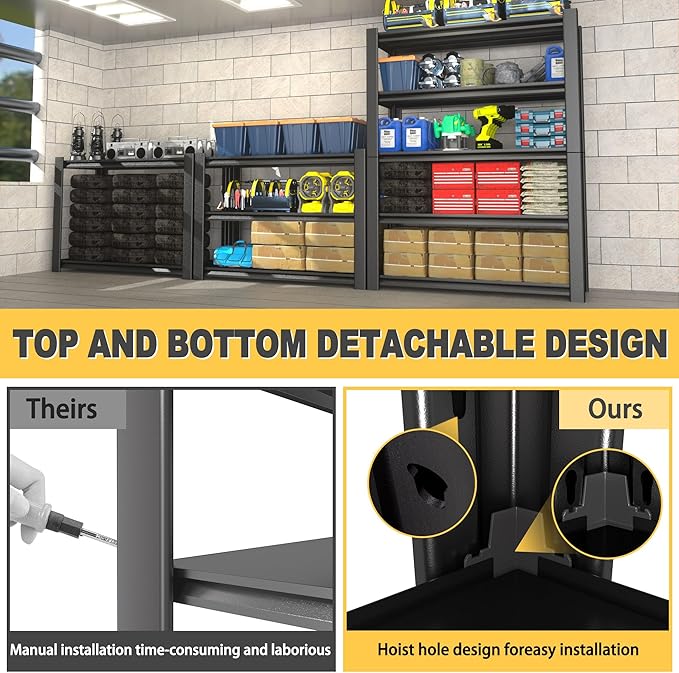72" H x 48" W x 20" D 5-Tier Heavy Duty Garage Shelving Unit, 3000 LBS Capacity Metal Storage Rack,Adjustable Steel Shelves for Garage, Warehouse, Basement, Pantry, Workshop.1 Pack
