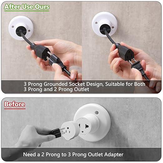 Feekoon 2 Pack 3 Outlet Light Socket Adapter, Convert E26/E27 Bulb Socket to 3 Prong Outlet with Extension Cord, Light Bulb Plug Adapter Converter Suitable for Outdoor Porch Garage Patio Use (Black)