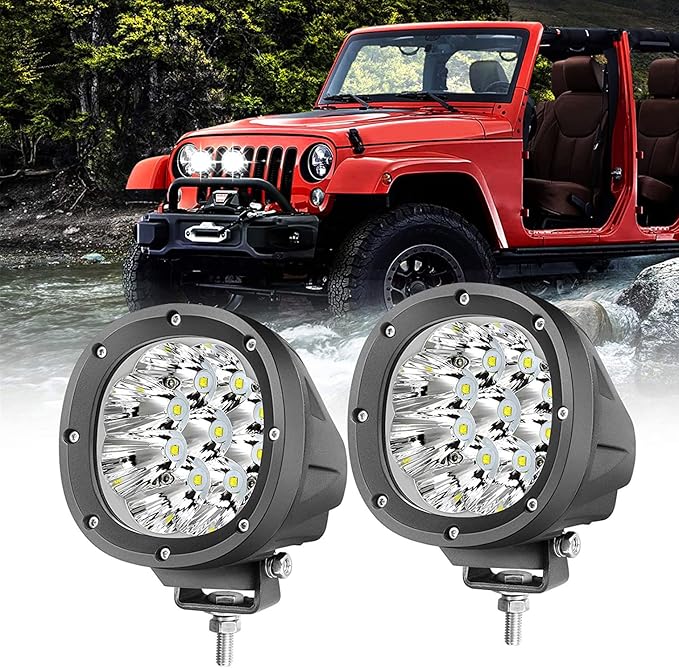 YCHOW-TECH 2PCS 4 Inch LED Fog Lights 90W White Round Offroad Light Bar Flood Beam Off Road LED Pods Bumper Ditch Lights Driving Work Light for Truck Boat Pickup ATV UTV SUV