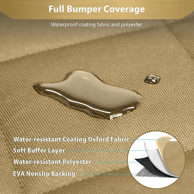 F-color SUV Cargo Liner for Dogs - Waterproof Pet Cargo Liner with Side Flaps, Comfort Dog Cargo Cover with Bumper Flap, Scrachproof Non-Slip Large Size Universal Fit SUVs Sedans Trunks Vans, Khaki