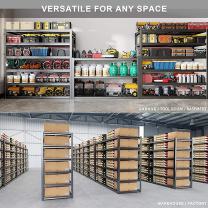 64" Wide 6-Tier Garage Shelving Unit, 64" W x 24" D x 84" H, Heavy Duty Garage Storage Shelves,3900 LBS Capacity, Industrial Adjustable Shelves for Basement Warehouse