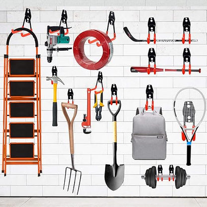 3-H Heavy Duty Garage Hooks [10 Pack] - 3-Round Welding Tech Holds 22lbs More - Thickened Steel Wall Mount for Ladders, Tools & Storage - Rustproof Utility Hardware