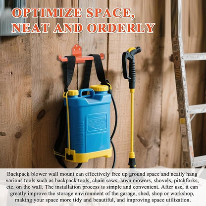 Backpack Sprayer Holder, Backpack Leaf Blower Hanger, Heavy Duty Chainsaw Wall Mount Stand Accessories Garage Organization Storage