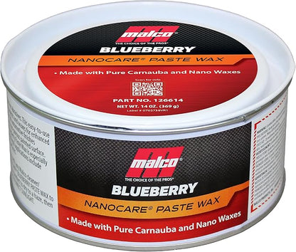 Malco Nano Care Blueberry Paste Wax - Creates High Gloss Finish and Long-Lasting Shine/Premium Paste Wax for Use on Fiberglass, Gel Coat and Painted Vehicle Finishes / 14 Oz. (126614)