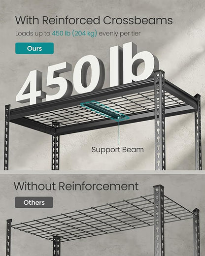 SONGMICS 5-Tier Storage Shelves Set of 3, Heavy-Duty Garage Shelving, Adjustable Shelving Unit, Steel Shelf, Boltless Assembly, for Garage, 2,250 lb Load, 18 x 108 x 72 Inches, Ink Black UGLR453B03