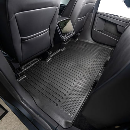 OEDRO Floor Mats Fit for Tesla Cybertruck 2024 2025, TPE All Weather Floor Liners Custom Fit for 2024 Cybertruck Accessories, 1st & 2nd Row Car Mats, Black