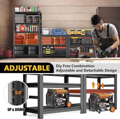 63" Heavy Duty Garage Shelving, 5-Tier Adjustable Storage Shelf, 2000lbs Capacity for Kitchen Garage Warehouse Organization