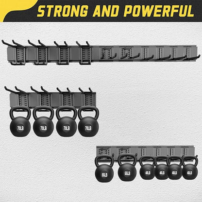 64'' Garage Tool Organizer Wall Mount, 18 PCS Adjustable Garden Tool Hanger Rack, Garage Hooks Heavy Duty, Shovel Holder Wall Mount, Storage Hooks for Hanging in Garage