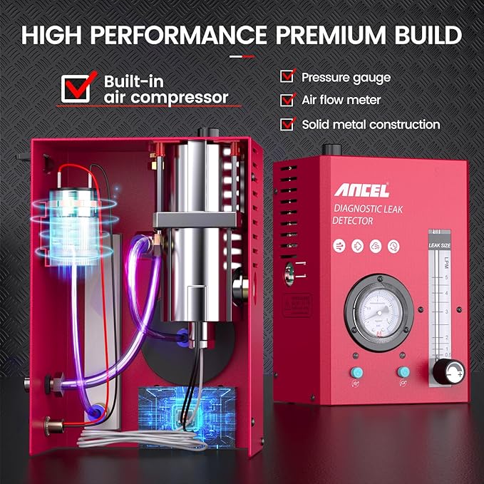 ANCEL S3000-US Smoke Machine Automotive with Built-in Air Compressor, Pressure Gauge & Adjustable Flow Meter, Automotive Smoke Machine Leak Detector for EVAP, Fuel, Vacuum System & More