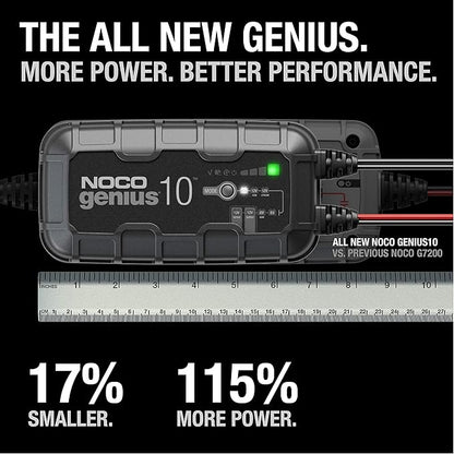 NOCO GENIUS10: 10A 6V/12V Smart Battery Charger – Automatic Maintainer, Trickle Charger & Desulfator with Overcharge Protection & Temperature Compensation – For Lead-Acid & Lithium Batteries