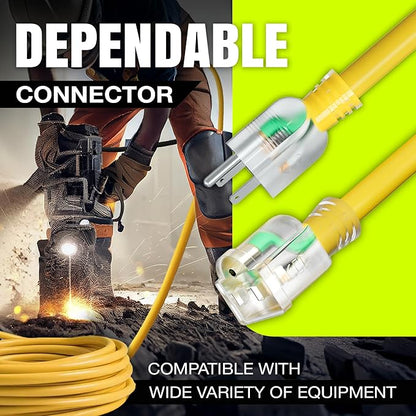 3ft Outdoor/Indoor Extension Cord 10/3 Gauge Ultra Heavy Duty 3 Prong SJTW, Waterproof, Flexible Cold-Resistant Long Power Cord,15A 125V 1875W, Yellow by LifeSupplyUSA