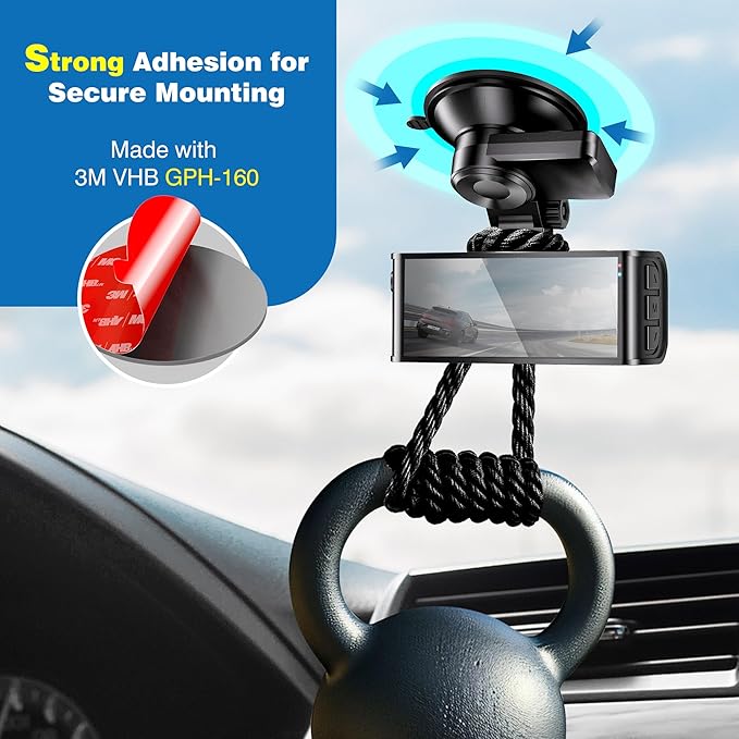 Double-Sided Adhesive Pads for Dash Cam Mount – Made with 3M VHB, 4-Pack 2.2" Round Heat-Resistant Sticky Tape for Windshield, Dashboard, GPS, and Camera Holders – Includes 4 Adhesion Promoter