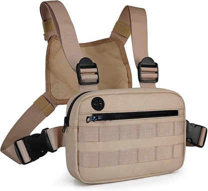 Outdoor Chest Bag For Men, EDC Chest Pack With Built-In Phone Holder, Lightweight Chest Rig Pouch
