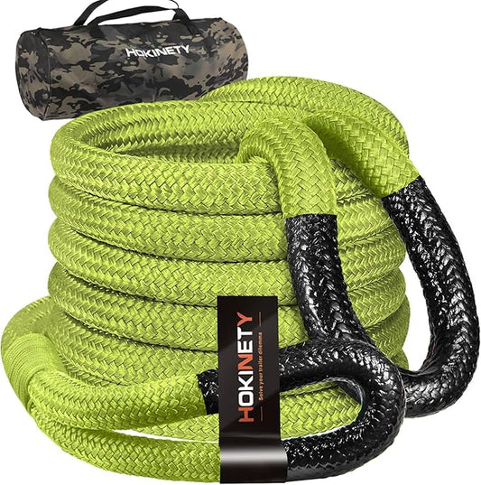 Kinetic Recovery Tow Rope 1-1/8" x20ft Offroad Snatch Strap 48000lbs Heavy Duty Towing Straps Kit for Trucks SUV UTV ATV Tractor Car Jeep - Solid ArmyGreen